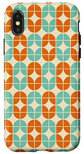 iPhone X/XS Groovy retro vintage 1970s style orange and blue pattern Case