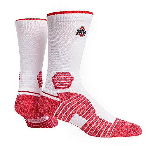 Rock Em Elite Ohio State Buckeyes Logo Hit White NCAA Licensed Crew Socks -L/XL-