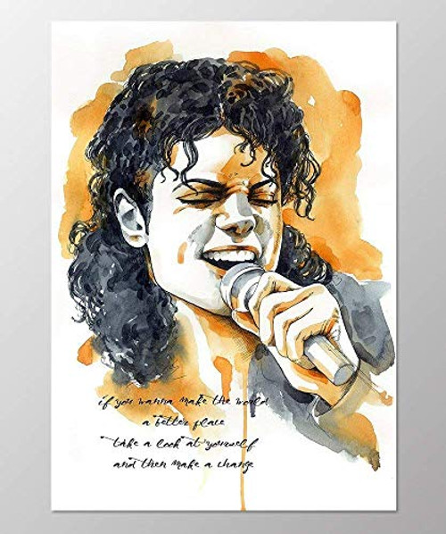 11x14 Michael Jackson poster A098. Michael Jackson song quote. Michael Jackson wall art. Michael Jackson art print.Poster of Michael Jackson.Michael Jackson gifts.Orange wall art.Watercolor