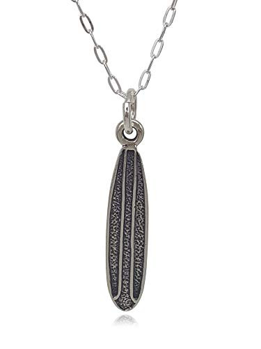 Sterling Silver Surfboard 3D Charm Necklace 18inch
