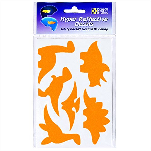 Seward Street Studios Reflective Decals Dinosaur Set - Dinosaur Safety Sticker Kit - Dinosaur Reflector Stickers -Orange-