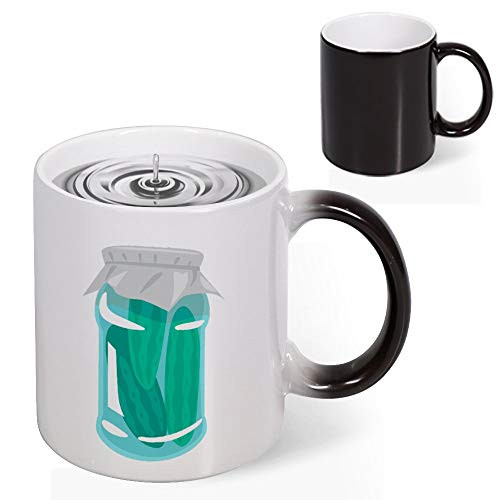 Color Changing Mug - Magic Coffee  and  Tea Cool Heat Changing Sensitive Cup Ceramic Sensitive Coffee Mug Jar of Pickles