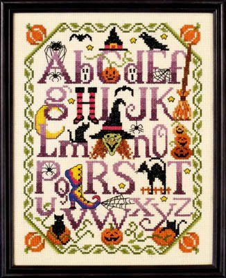 Halloween Sampler Cross Stitch Chart and Free Halloween Embellishment
