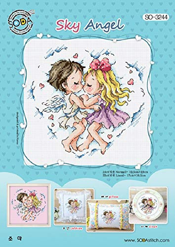 SO-3244 Sky Angel- SODA Cross Stitch Pattern Leaflet- Authentic Korean Cross Stitch Design- Cross Stitch Pattern Chart- Color Printed on Coated Paper