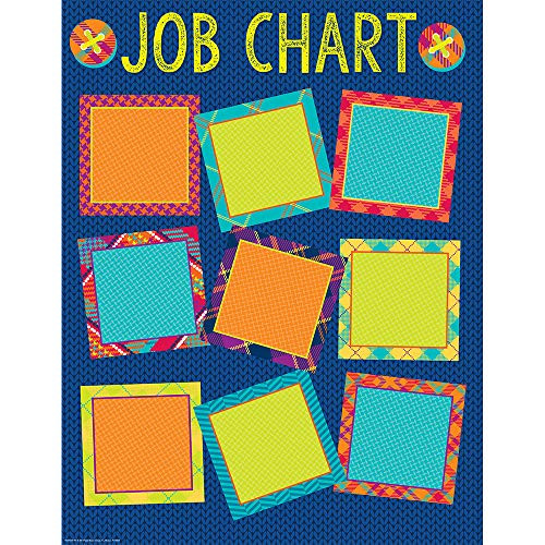 Eureka Plaid Multicolor Classroom Job Chart Poster for School- 17'' x 22''