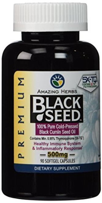 Amazing Herbs Black Seed Oil 90 Softgel Capsules- 500 mg Amazing Herbs Black Seed Oil 90 Softgel Capsules- 500 mg