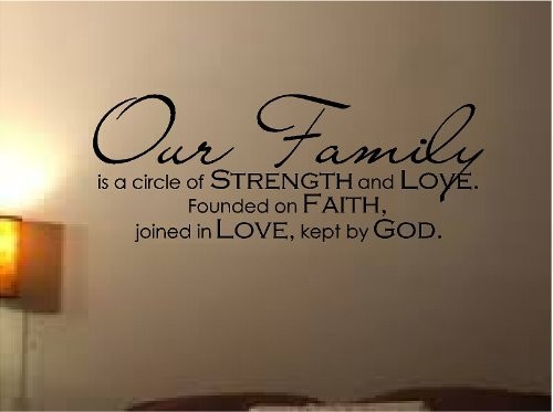 BanKhok Wall Decal Vinyl Lettering Our Family is A Circle of Strength and Love Founded ON Faith Joined in Love Kept by GOD