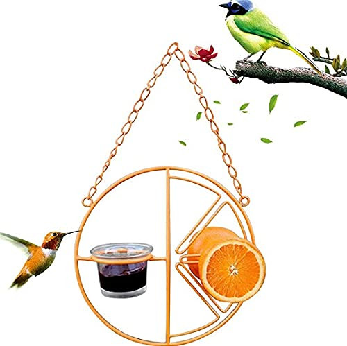 ALokik Oriole Bird Feeder for Outdoors Jelly and Oranges- Orange Fruit Oriole Double-Cup Jelly Bird Feeder- Outdoor Garden Metal Hanging Drinking Grape Jelly Container Hummingbird Feeder ALokik Oriole Bird Feeder for Outdoors Jelly and Oranges- Orange Fruit Oriole Double-Cup Jelly Bird Feeder- Outdoor Garden Metal Hanging Drinking Grape Jelly Container Hummingbird Feeder