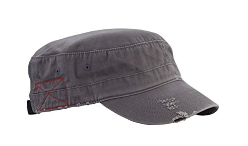 G Men's Castro Style Enzyme Washed Cotton Twill Army Cap -Gray-