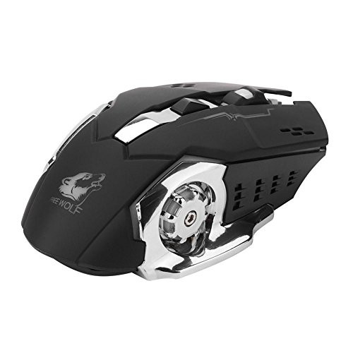 V BESTLIFE PC Wireless Mouse- Portable 2.4GHz 2400DPI Optical Gaming Mice with LED Breathing Lights for Desktop Laptop Computer-Black-