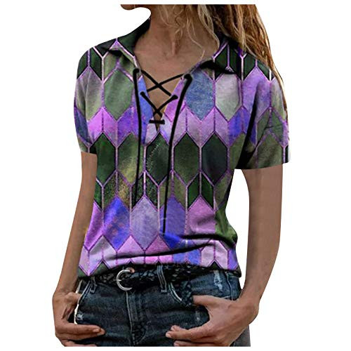 Womens Short Sleeve Shirts Cute V-Neck Loose Collar T-Shirt Tops Tshirts Blouse Casual Tops Loose Fit Graphic Tees Summer Purple Womens Short Sleeve Shirts Cute V-Neck Loose Collar T-Shirt Tops Tshirts Blouse Casual Tops Loose Fit Graphic Tees Summer Purple