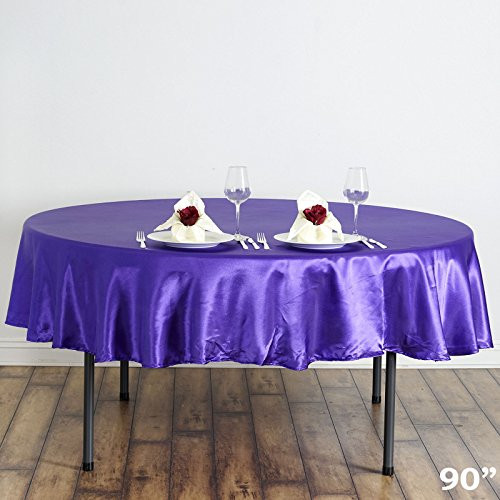 Tableclothsfactory Purple 90inch Round Satin Tablecloth