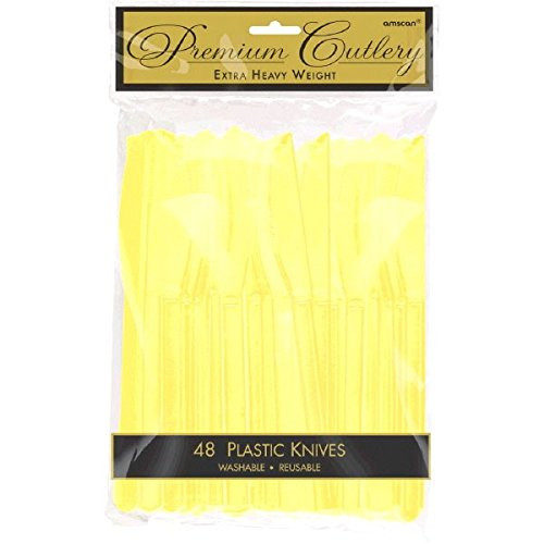 Premium Heavy Weight Plastic Knives | Light Yellow | Pack of 48 | Party Supply