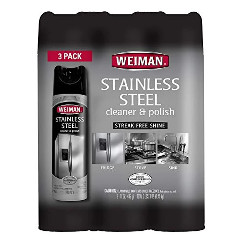 Weiman Stainless Steel Cleaner  and  Polish Aerosol- 12 Oz -Pack of 3-