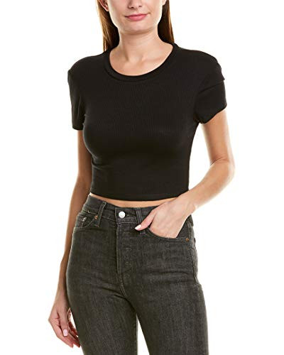 BCBGeneration Women's Cropped Knit TOP- Black- L