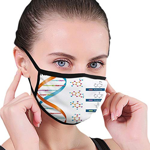 Comfortable Windproof mask-Educational- DNA Bases Chemistry Biochemistry Biotechnology Science Spiral Genetic- Blue Orange-Printed Facial decorations for Women and Men