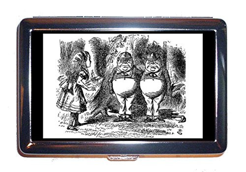 Alice in Wonderland Tweedledee Tweedledum Stainless Steel ID or Cigarettes Case -King Size or 100mm-