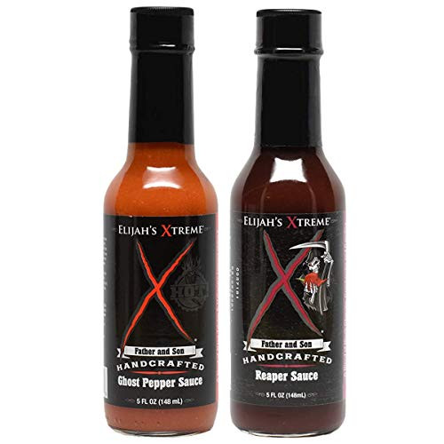 Elijahs Xtreme Ghost Pepper and Carolina Reaper Hot Sauce 2-Pack -5 oz Each-