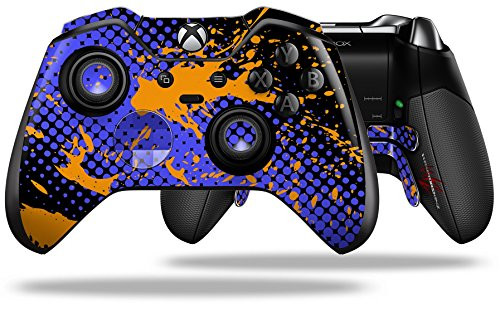 Halftone Splatter Orange Blue - Decal Style Skin fits Microsoft XBOX One ELITE Wireless Controller -CONTROLLER NOT INCLUDED-
