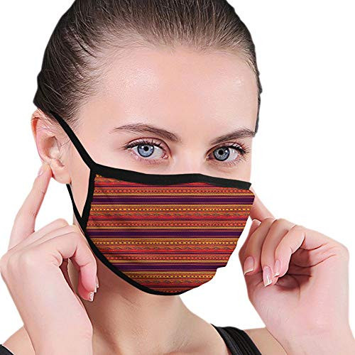 Windproof Activated Carbon mask-Orange- Abstract Hand Drawn Ethno Pattern Tribal Borders Doodle Style- Orange Red Plum-Facial decorations for man and woman