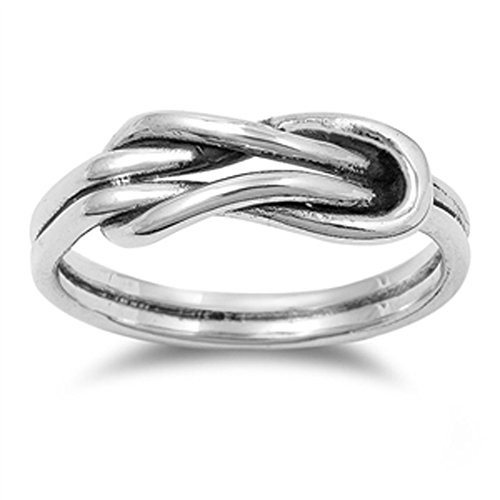 Oxidized Infinity Knot Unique Ring New .925 Sterling Silver Band Size 7
