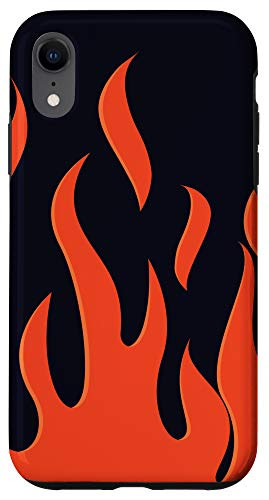 iPhone XR Orange Flames pattern Black background Design Case