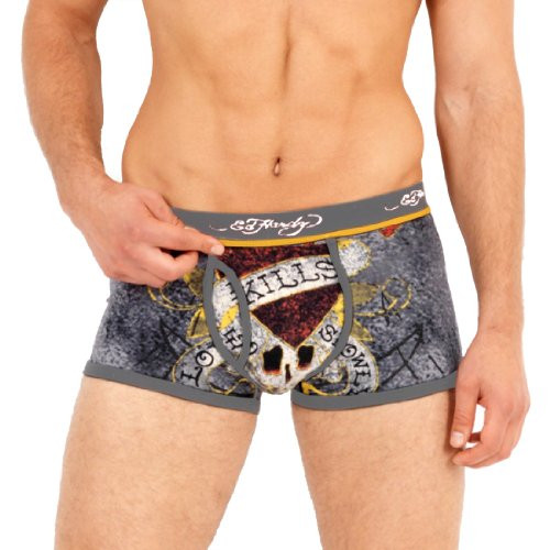 Ed Hardy Men's Premium Love Kills Slowly Trunk- Grey- Medium