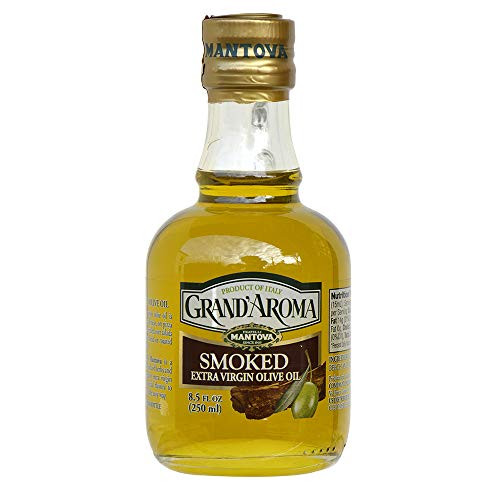 Mantova GrandAroma Smoked Extra Virgin Olive Oil- made in Italy- cold-pressed- 100 percent natural- heart-healthy cooking oil perfect for salad dressing- pasta- garlic bread- meats- or pan frying- 8.5 oz Mantova GrandAroma Smoked Extra Virgin Olive Oil- made in Italy- cold-pressed- 100 percent natural- heart-healthy cooking oil perfect for salad dressing- pasta- garlic bread- meats- or pan frying- 8.5 oz