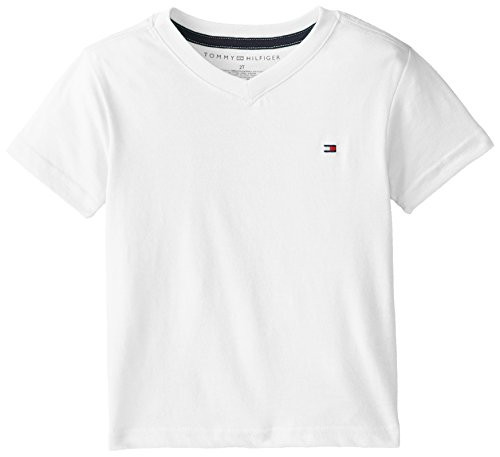Tommy Hilfiger Big Boys' Core V-Neck Tee-White-S-8/10-