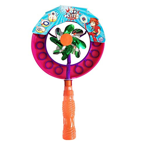 Fine Bubble Wand-Two-in-one Magic Bubble Stick Windmill- Portable Children Bubble Wand Toy- for Kids Colorful Outdoor Toy Photo Prop Decorations -Orange-