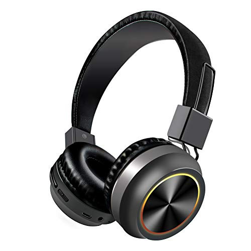 MEISI Bluetooth 5.0 Wireless Headphones Speaker-Wireless Headphones- Bluetooth Headphones with Mic-Bluetooth Headphones Over Ear- LED Light up Wireless Headphones Foldable Stereo Headphones