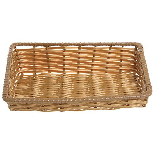 HUBERT Rectangular Natural Plastic Tapered Produce Basket - 15 1/2inchL x 12inchD x 1 1/2inch to 4inchH