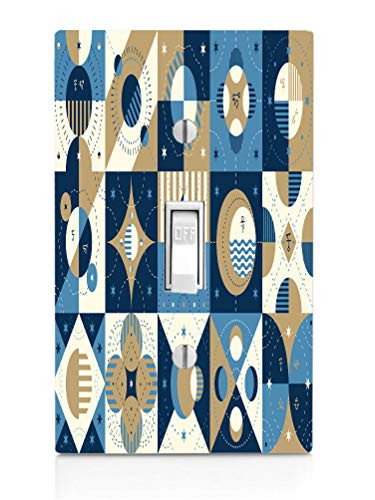 Abstract Celestial Blue tones Jumbo Single Toggle Light Switch Plate 3.31x5.6inch