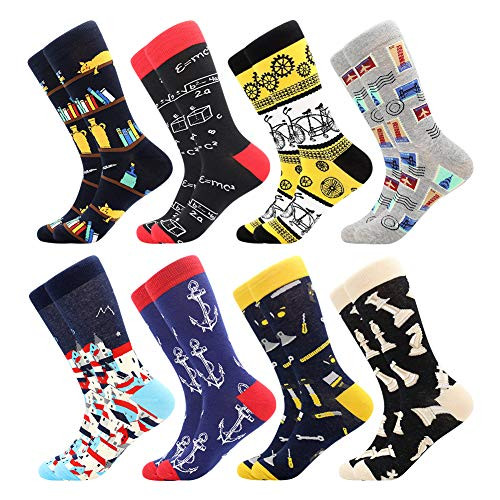 Men's Fun Dress Socks Patterned Crew Colorful Funky Fancy Novelty Funny Casual Socks for Men Father Men's Fun Dress Socks Patterned Crew Colorful Funky Fancy Novelty Funny Casual Socks for Men Father