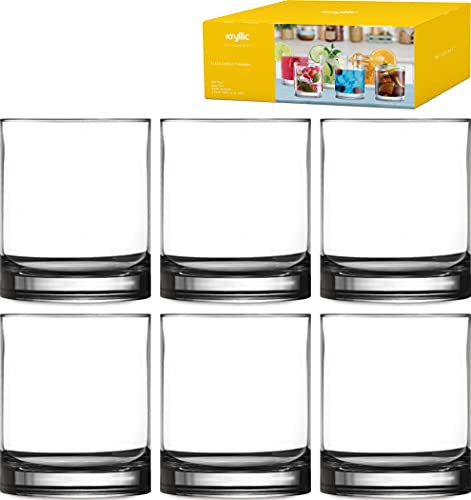 Kryllic Plastic Tumblers - Cups for Kitchen - Plastic Cups Reusable - Acrylic Tumblers Set of 6 Clear 14 oz Drinking Glasses Plastic Tumblers Dishwasher Safe Bpa Free - Restaurant Cups Set