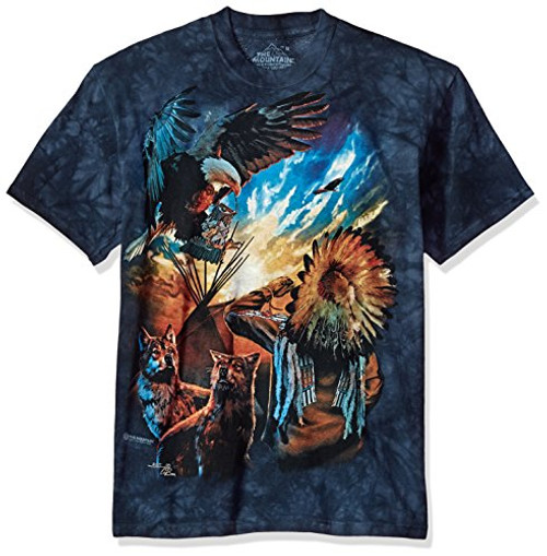 The Mountain Blessings Of Peace Adult T-Shirt- Blue- 2XL