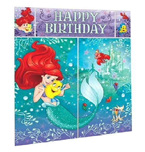 amscan Ariel The Little Mermaid Sparkle Giant Scene Setter Wall Decorating Kit -5pc-