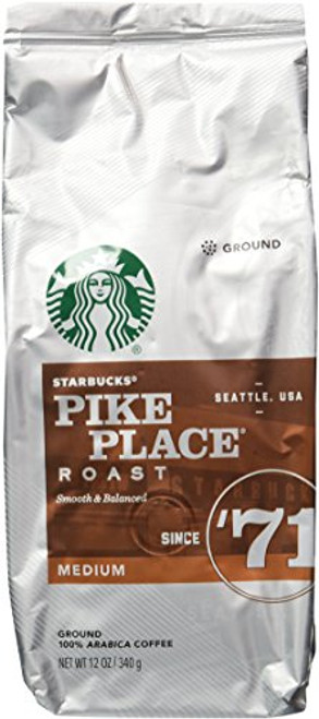 STARBUCKS Medium Pike Place Roast Coffee, Ground, 12 oz STARBUCKS Medium Pike Place Roast Coffee, Ground, 12 oz
