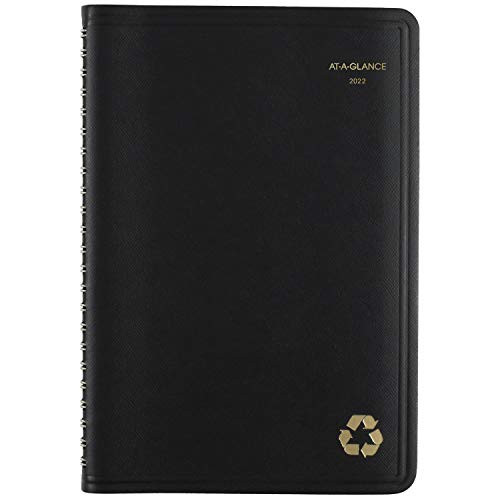 2022 Weekly  and  Monthly Appointment Book  and  Planner by AT-A-GLANCE- 5inch x 8inch- Small- Recycled- Black -70100G05-