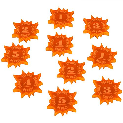 LITKO Explosive Damage Tokens- Numbered 1-5- Fluorescent Orange -10-