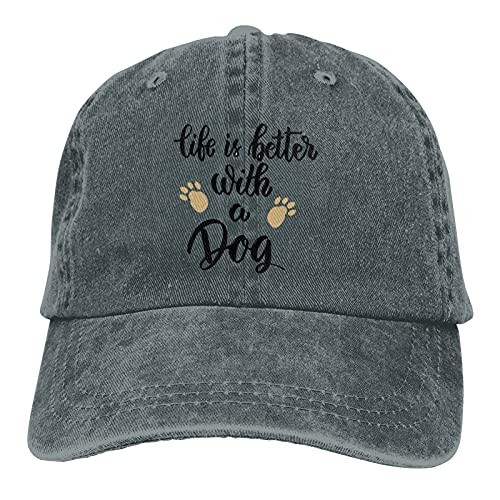 Life is Better with A Dog Hats for Men Women Distressed Baseball Cap Beach Dad Sun Hat Deep Heather