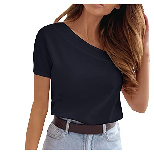 MJKK Womens Striped Printed Off The Shoulder Tops 3 4 Flared Bell Sleeve Blouses Summer Tie Knot T-Shirt Blue Cold Shoulder Dresses for Womens Girls Cold Shoulder top Cold Shoulder-1-Black-XXL-
