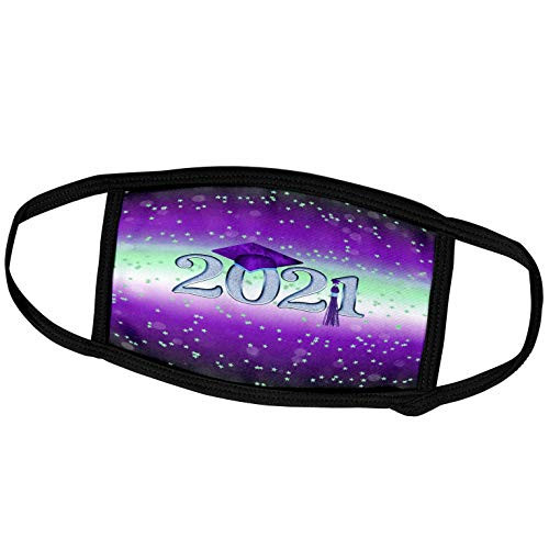 3dRose Image of Graduation Cap and Tassel on 2021- Purple- Green Star. - Face Masks -fm_341891_2- 3dRose Image of Graduation Cap and Tassel on 2021- Purple- Green Star. - Face Masks -fm_341891_2-