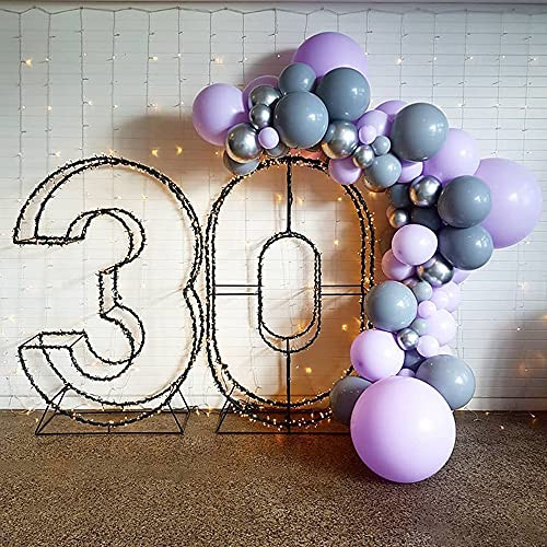 Light Purple Retro Haze Gray Silver Metallic Balloon Garland Arch kit backdrop 134pcs Latex Balloons Set for Wedding Birthday Balloons Graduation Party babyshower Decorations.