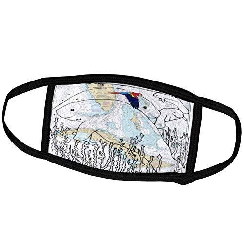 3dRose Print of Coast of Florida Chart with Ghost Manatees - Face Covers -fc_204869_1-