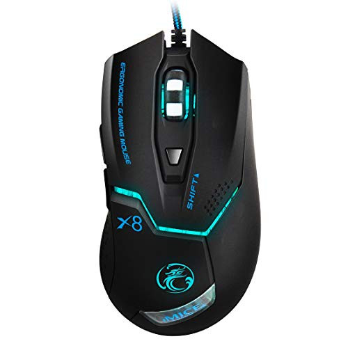 HUIFANGBU X8 LED Colorful Light USB 6 Buttons 3200 DPI Wired Optical Gaming Mouse for Computer PC Laptop-Black- -Color - Black-