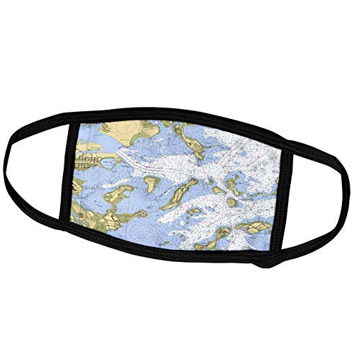 3dRose Print of Boston Harbor Nautical Chart - Face Covers -fc_204856_2-