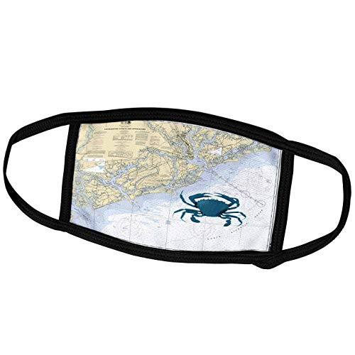 3dRose Print of Charleston Harbor Chart with Blue Crab - Face Covers -fc_204863_1-