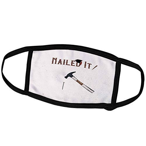 3dRose Image of Nailed It- Hammer About to Strike Nail- Graduation Cap. - Face Covers -fc_334017_3-