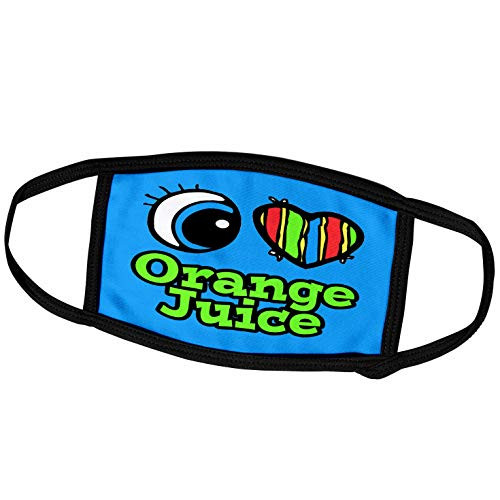 3dRose Dooni Designs Eye Heart I Love Designs - Bright Eye Heart I Love Orange Juice - Face Masks -fm_106345_3-